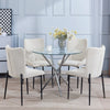 Round Clear Tempered Glass Dining Table Silver Chromed Legs Dining Room Kitchen
