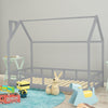 Single Kids Bed Frame Pine Wooden Children Bedstead Boys Girl House Bed Platform