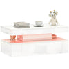 LED Coffee Table with Storage, High Gloss Living Room Table, White