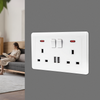 10x Double Wall Plug Socket 2 Gang 13A w/ 2 Charger USB Ports Outlets Flat Plate