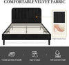 Double Bed with Headboard, Upholstered Bed Frame with 2 USB Charging Stations