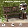 2-Person Garden Bench Loveseat Carbonized Wood Rustic Double Patio Rocker Chair