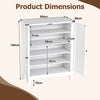 Freestanding Wooden Shoe Rack with Adjustable Shelves-White