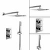 Bathroom Thermostatic Conceal Shower Mixer Twin head Large Square Bar Set Chrome