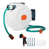 Wall Mounted 20m Auto Rewind Retractable Garden Hose Reel 9in1 Water Spray Pipe