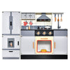 Wooden Play Kitchen Kids Pretend Play Kitchen Toy w/Freestanding Refrigerator