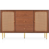 Wooden Sideboard Buffet Storage Cabinet Cupboard with 2 Rattan Doors & 3 Drawers