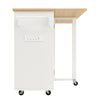 ROLLING KITCHEN ISLAND WITH DROP LEAF, 2 DRAWERS, SPICE RACK & WINE RACK, WHITE