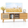 Bamboo TV Stand for TVs up to 65’’ Modern TV Cabinet Console Table w/ 2 Drawers