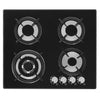 4 Burners Gas Hob 60cm Black Tempered Glass NG/LPG Convert With Iron Pan Qmmvret