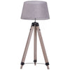 Free Standing Floor Lamp Bedside Light with Tripod Holder Fabric Shade Grey