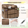 Larger Kids Recliner Chair Adjustable Velvet Fabric Lounge Sofa Recliner-Coffee