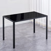 Black Tempered Glass Dining Table&4pcs Grey Faux Leather Footrest Dining Chairs