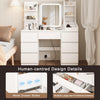 Large LED Dressing Table Vanity Makeup Desk With 7 Drawer & Shelves，White