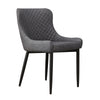 Pair Grey Faux Leather PU Dining Chairs Dining Room Chair Retro Modern Kitchen