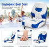 2 Pcs Folding Low-Back Boat Chair Fold-Down Ergonomic Yacht Seat W/ Strap