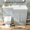 Grey Bathroom Vanity Unit Sink Cabinet Right Hand Basin Storage with WC Toilet