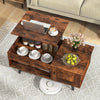 Pull up Coffee Table Home Office Flip Top Center Table w/Open Shelf-Coffee