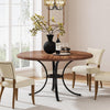 Round Dining Table for 4-6 People, 120cm Farmhouse Kitchen Table Rustic Brown