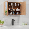Cabinet Mirror Wall-Mounted Bathroom Mirror w/ Storage Natural