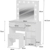 Vanity Dressing Table Set w/ LED Mirror High Gloss 4 Drawers Makeup Desk Bedroom