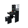 Dressing Table with LED Lights Mirror Vanity Set Makeup Storage 2 Drawers Black