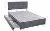 5FT King Bed Frame Divan Bed Base with 2 Drawer with Crystals Headboard Grey