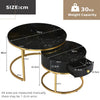 Round Nesting Coffee Table with Storage Drawer Stacking Side Tables Set Black