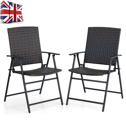 2Pcs Rattan Patio Chair Outdoor Chairs Wicker Sling Chairs Patio Dining Chairs