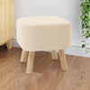 Small Linen Fabric Padded Footstool Footrest Pouffe Wooden Leg StoolHall Chair