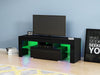 Modern TV Unit Stand with 1 Drawer Cabinet Black High Gloss Door RGB LED Lights