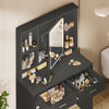 LED Dressing Table with 2 Drawers and 4 Open Shelves Vanity Table Black