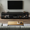 High Gloss 180cm Black LED TV Stand Cabinet Unit Stroage Glass Shelves Sideboard