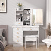 Dressing Table With Sliding Mirror 6 Drawers Open Shelves Vanity Desk
