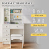 White Dressing Table Wood Makeup Desk with Mirror 5 Drawers Stool Shelf Bedroom