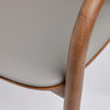 Copenhagen Dining Chair Grey PU Vegan Leather Padded Seat Walnut Curved Frame