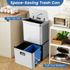 Motion Sensor Garbage Can with 2 Removable Waste Bins-Silver