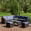 8 Seater Rattan Garden Furniture Set Cushions Corner Sofa Table Stool w/ Cover