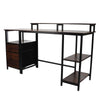 Vintage Industrial Computer Desk with Raised Shelf for Home Office Furniture