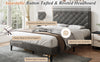 4ft6 Double Bed Frame Upholstered Platform Bed with Adjustable Headboard Grey