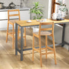 Set of 2 Bar Stools Wooden Dining Counter Height Chair with Backrests Armless
