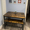 Industrial Dining Table Bench Set 4 Seater Kitchen Breakfast Seat Vintage Rustic