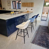 Set of 2 Velvet Kitchen Counter Island Bar Stools with Backs Cream Fabric
