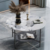 FATIVO High Gloss Marble Coffee Table 2 Tier Center Table w Strong Aluminum Legs