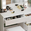 Vanity Dressing Table Set w/ LED Mirror High Gloss 4 Drawers Makeup Desk Bedroom