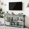 Retro Console Table 146cm Long Rectangular Entryway Sofa Table with Storage