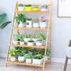 Bamboo Ladder Shelf 4-Tier Plant Stand Storage Rack Wooden Flower Shelf