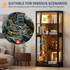 71" Display Cabinet with Glass Doors, Modern Curio Cabinet with 3 Color Lights