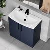 800mm Blue Floor Standing 2 Door Vanity & Curved Basin Chrome