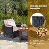3 Pcs Outdoor Furniture Set Patio Rattan Chair Table Conversation Set w/Cushions